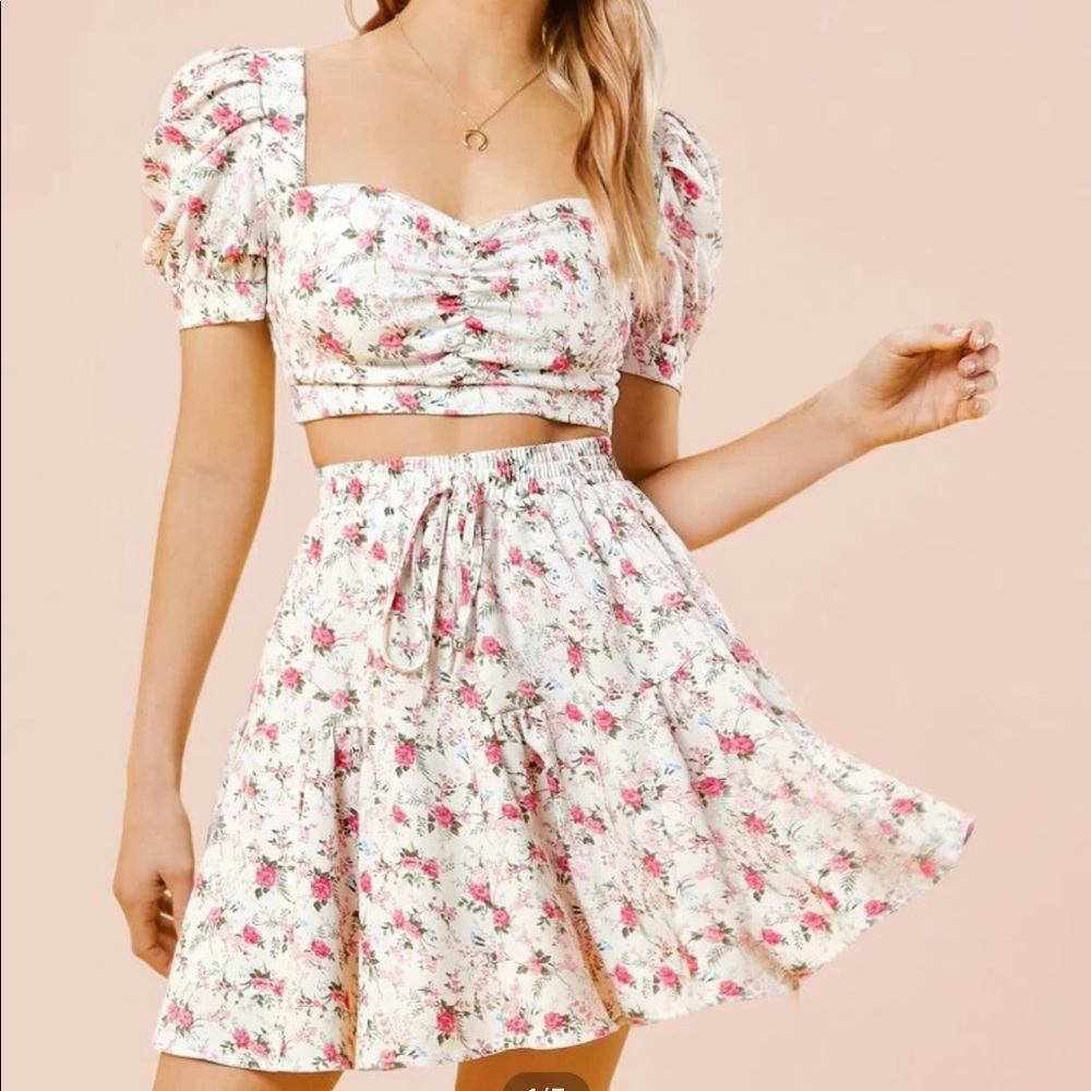 SHEIN crop top and skirt set